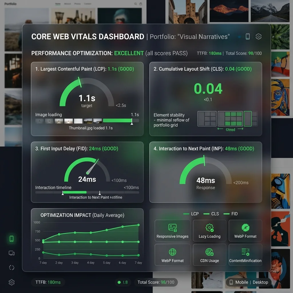 Google Core Web Vitals performance dashboard for interior designer website audit